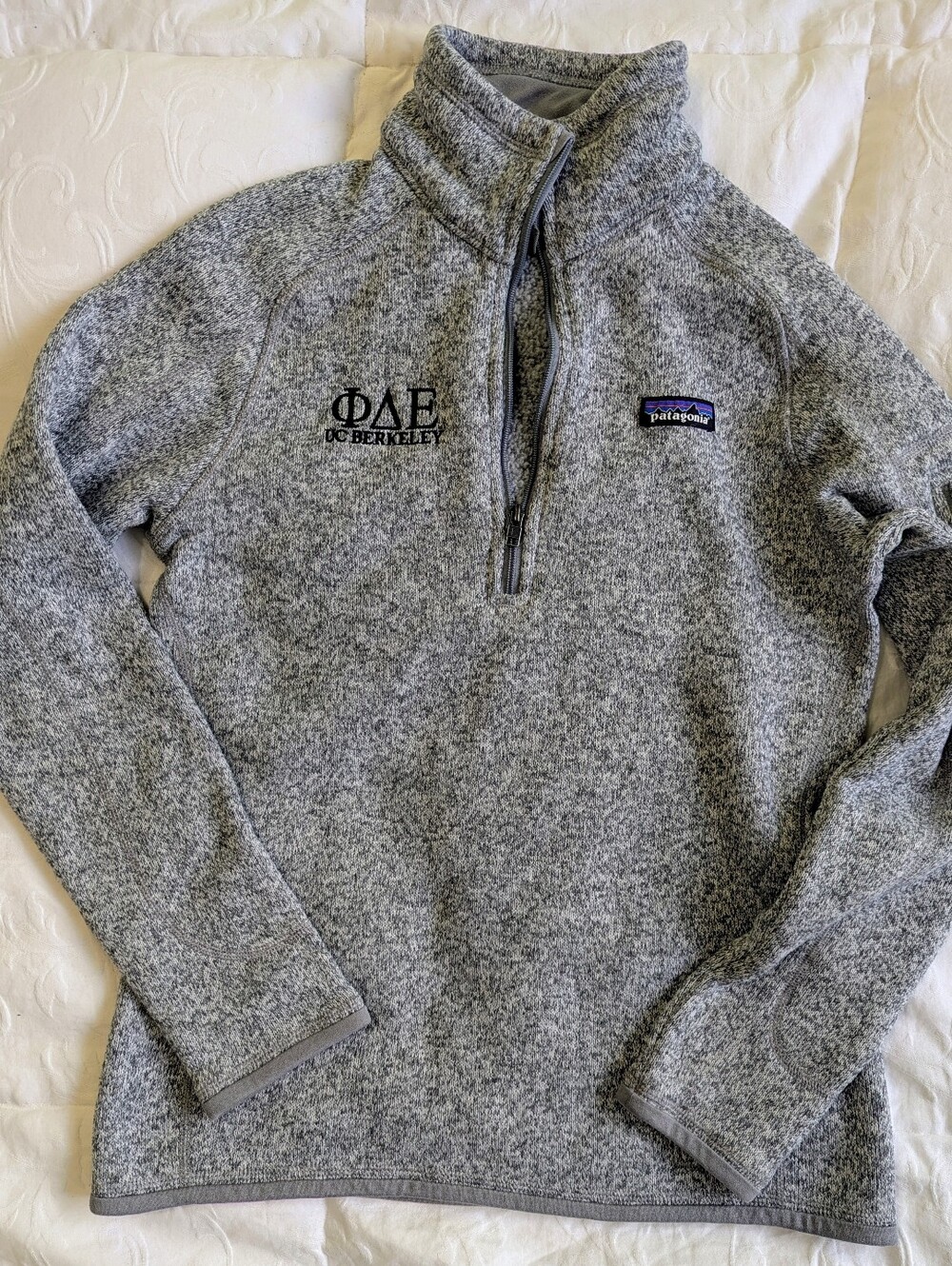 Patagonia Better Sweater 1/4 Zip Heathered Siz S- Phi Delta Epsilon UC Berkeley